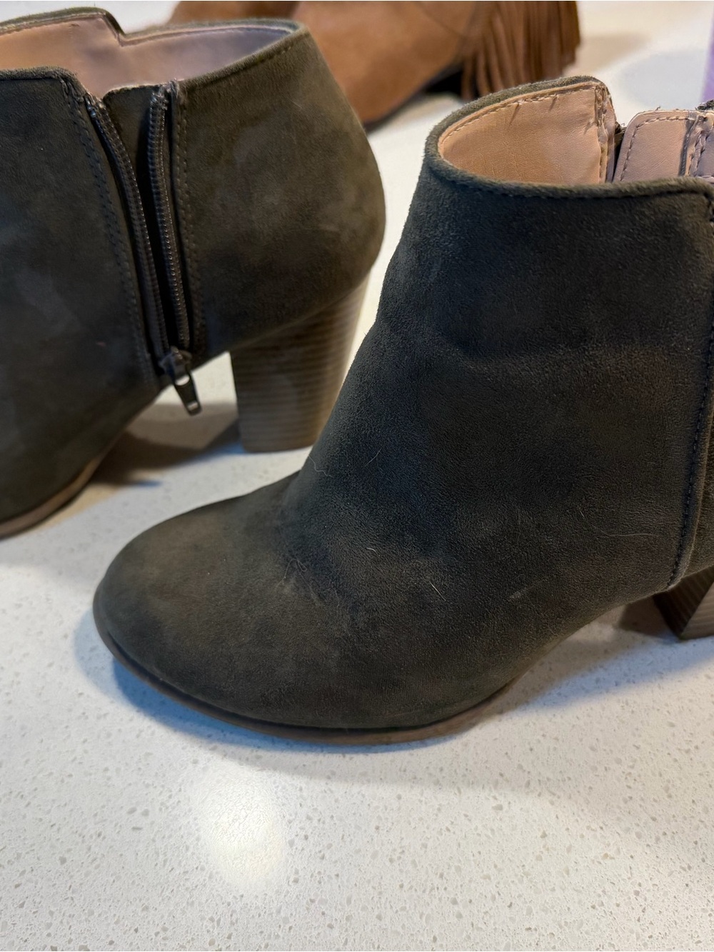 Vince Camuto Olive Suede Ankle Booties